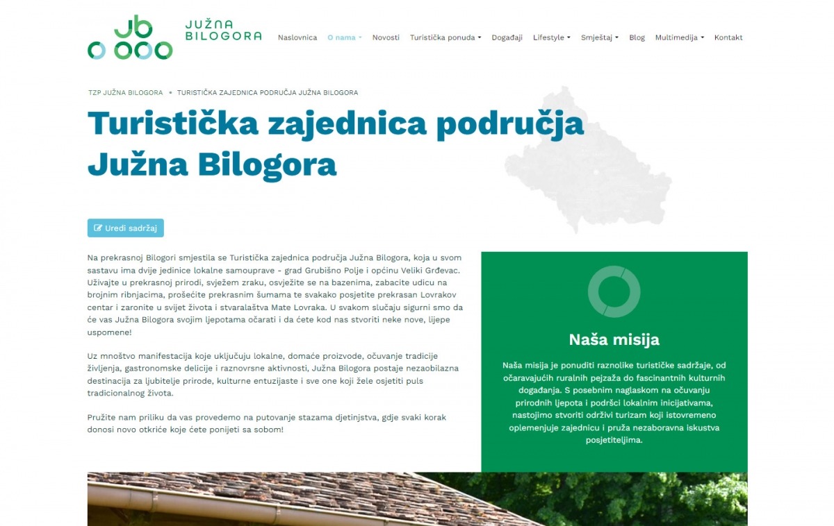 Izrada web stranice - TZP Južna Bilogora
