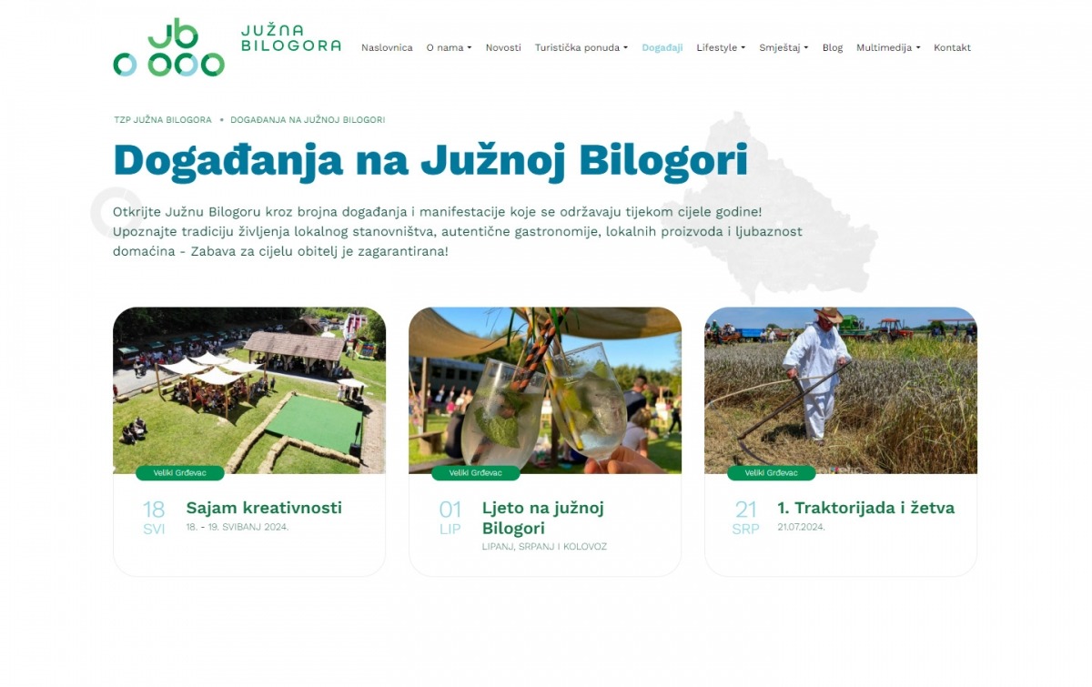 Izrada web stranice - TZP Južna Bilogora