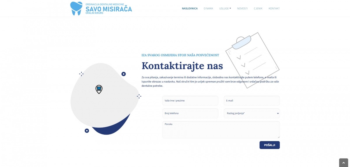 Izrada web stranice - Ordinacija dentalne medicine Savo Misirača